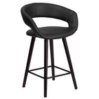 Emma and Oliver 2 Pk. 24'' High Contemporary Vinyl Counter Height Stool with Cappuccino Wood Frame