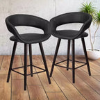 Emma and Oliver 2 Pk. 24'' High Contemporary Vinyl Counter Height Stool with Cappuccino Wood Frame