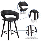 Emma and Oliver 2 Pk. 24'' High Contemporary Vinyl Counter Height Stool with Cappuccino Wood Frame
