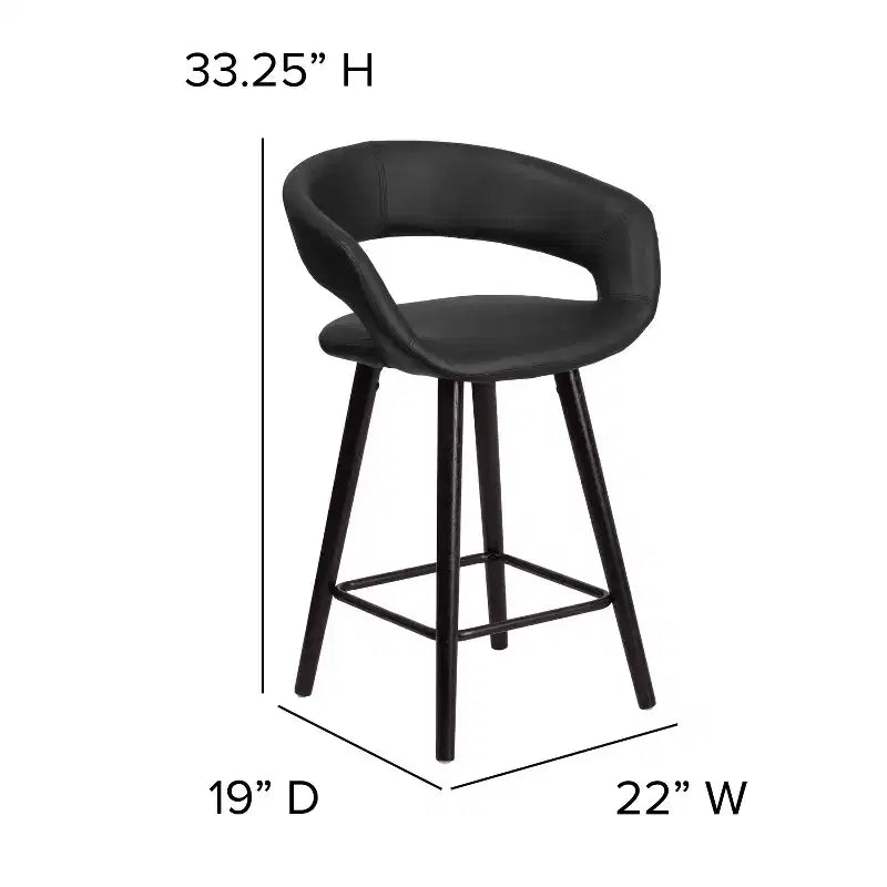 Emma and Oliver 2 Pk. 24'' High Contemporary Vinyl Counter Height Stool with Cappuccino Wood Frame