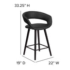 Emma and Oliver 2 Pk. 24'' High Contemporary Vinyl Counter Height Stool with Cappuccino Wood Frame
