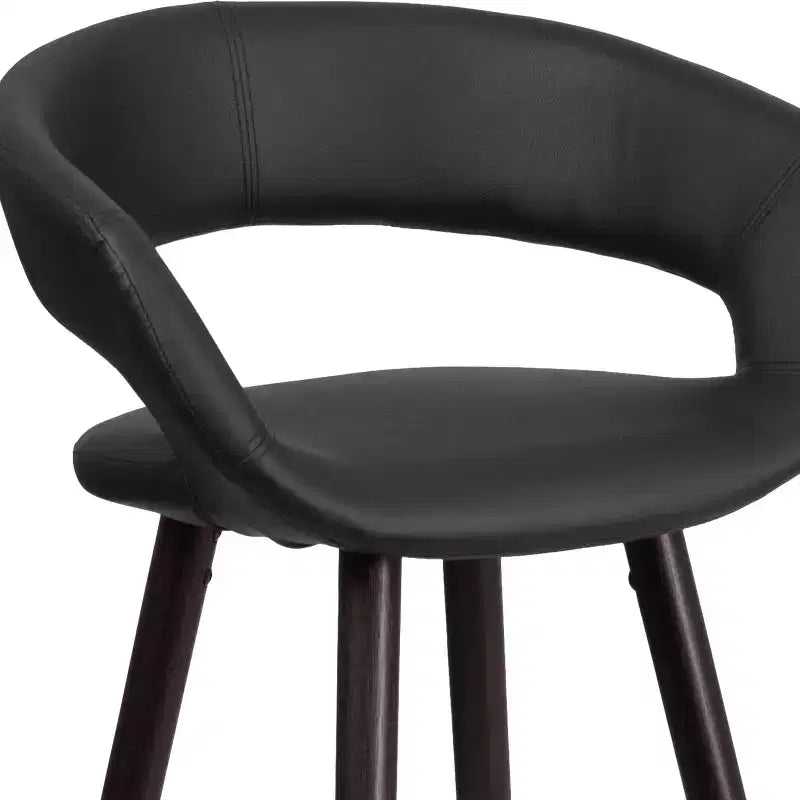 Emma and Oliver 2 Pk. 24'' High Contemporary Vinyl Counter Height Stool with Cappuccino Wood Frame