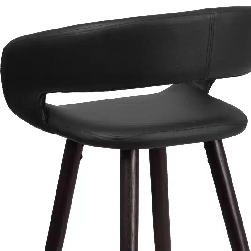 Emma and Oliver 2 Pk. 24'' High Contemporary Vinyl Counter Height Stool with Cappuccino Wood Frame