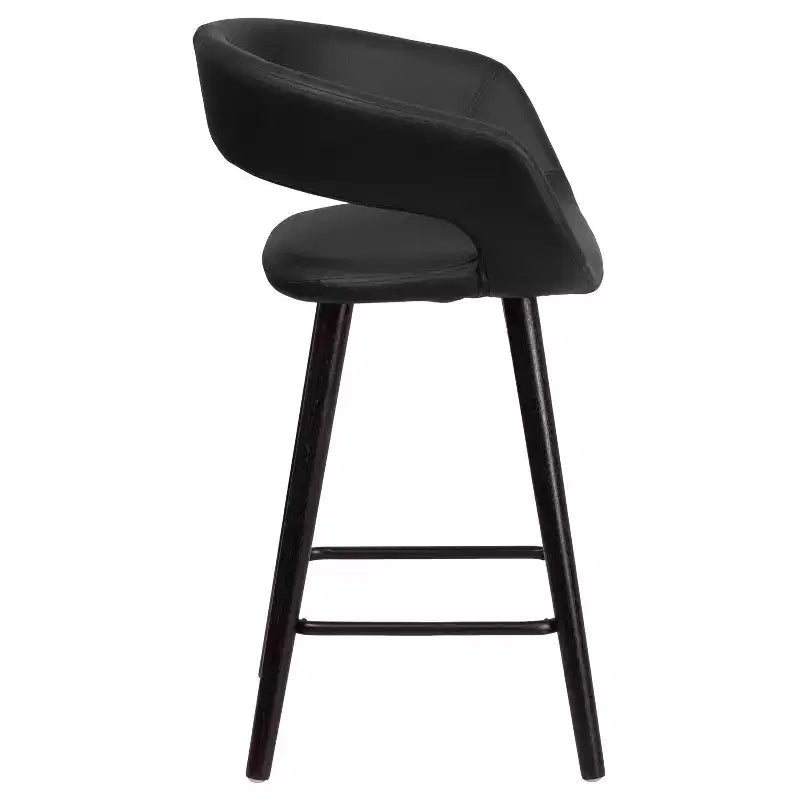 Emma and Oliver 2 Pk. 24'' High Contemporary Vinyl Counter Height Stool with Cappuccino Wood Frame