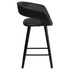 Emma and Oliver 2 Pk. 24'' High Contemporary Vinyl Counter Height Stool with Cappuccino Wood Frame