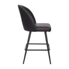 Emma and Oliver Modern Upholstered Dining Stools with Contoured Backs & Powder Coated Steel Legs with Floor Glides - Set of 2