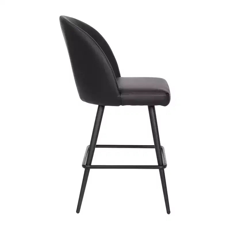 Emma and Oliver Modern Upholstered Dining Stools with Contoured Backs & Powder Coated Steel Legs with Floor Glides - Set of 2