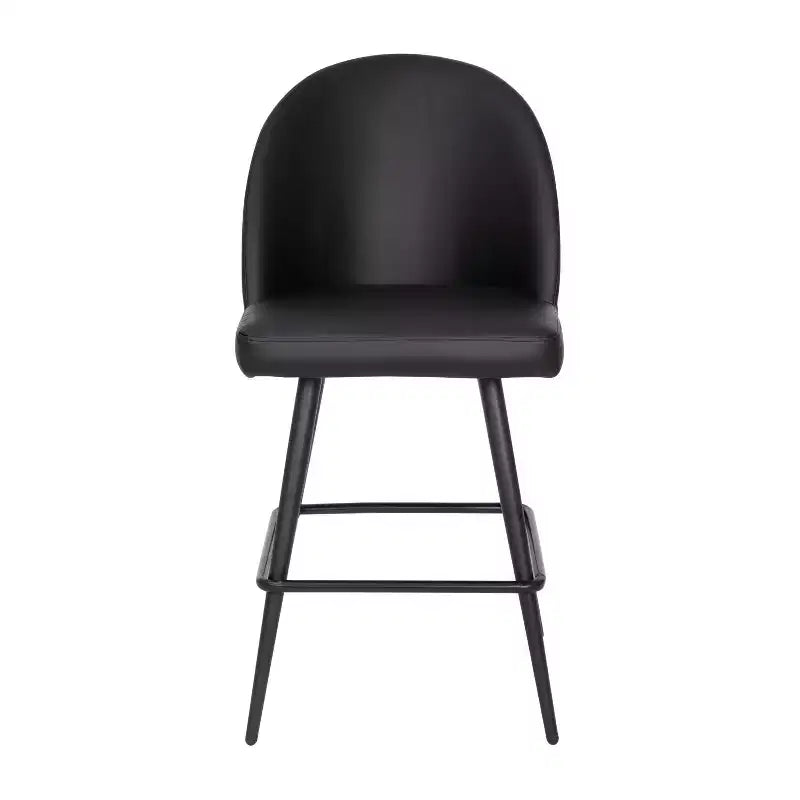 Emma and Oliver Modern Upholstered Dining Stools with Contoured Backs & Powder Coated Steel Legs with Floor Glides - Set of 2