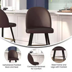 Emma and Oliver Modern Upholstered Dining Stools with Contoured Backs & Powder Coated Steel Legs with Floor Glides - Set of 2