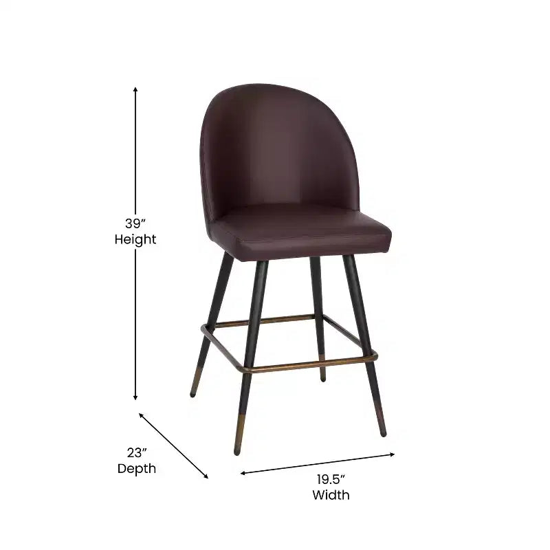 Emma and Oliver Modern Upholstered Dining Stools with Contoured Backs & Powder Coated Steel Legs with Floor Glides - Set of 2