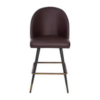 Emma and Oliver Modern Upholstered Dining Stools with Contoured Backs & Powder Coated Steel Legs with Floor Glides - Set of 2