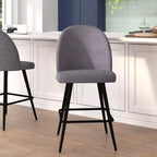 Emma and Oliver Modern Upholstered Dining Stools with Contoured Backs & Powder Coated Steel Legs with Floor Glides - Set of 2
