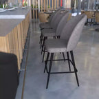 Emma and Oliver Modern Upholstered Dining Stools with Contoured Backs & Powder Coated Steel Legs with Floor Glides - Set of 2