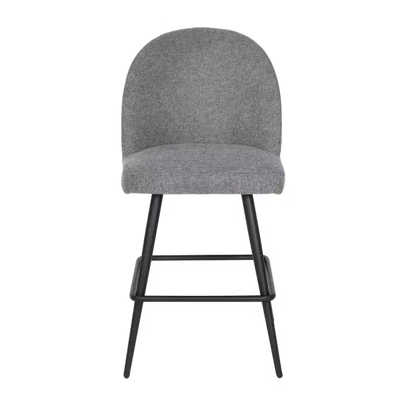 Emma and Oliver Modern Upholstered Dining Stools with Contoured Backs & Powder Coated Steel Legs with Floor Glides - Set of 2