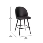 Emma and Oliver Modern Upholstered Dining Stools with Contoured Backs & Powder Coated Steel Legs with Floor Glides - Set of 2