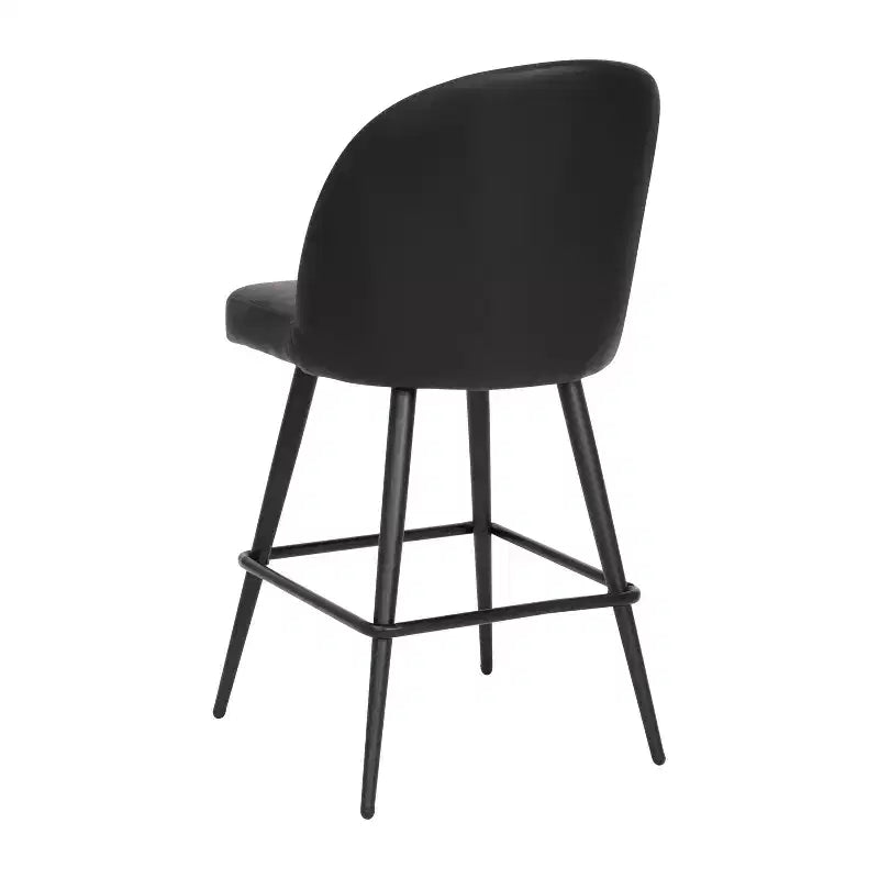 Emma and Oliver Modern Upholstered Dining Stools with Contoured Backs & Powder Coated Steel Legs with Floor Glides - Set of 2