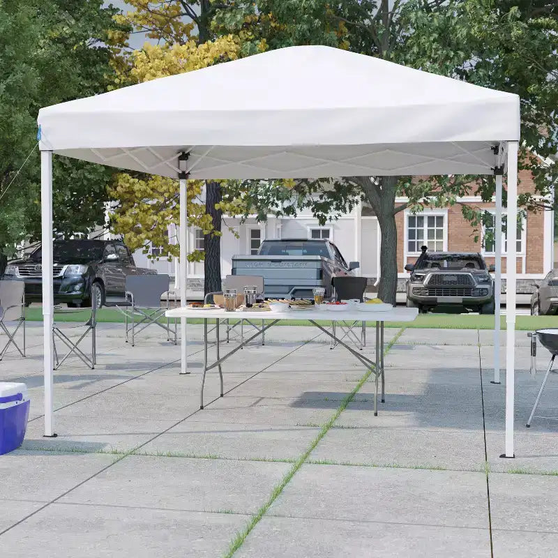 Ensemble tente d'extérieur/de hayon Emma et Oliver avec auvent pop-up et sac de transport et table pliante avec poignée de transport