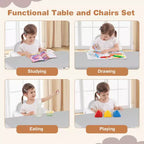 Costway 3-Piece Kids Table and Chair Set Toddler Activity Study Desk with Building Blocks
