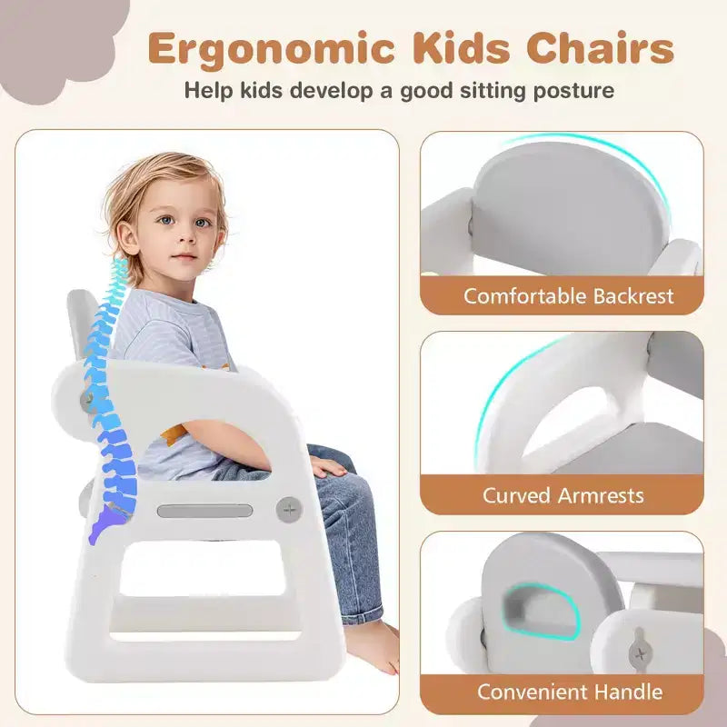 Costway 3-Piece Kids Table and Chair Set Toddler Activity Study Desk with Building Blocks