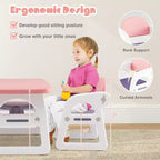 Costway 3-Piece Kids Table and Chair Set Toddler Activity Study Desk with Building Blocks