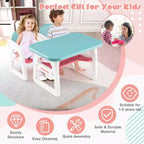 Costway 3-Piece Kids Table and Chair Set Toddler Activity Study Desk with Building Blocks