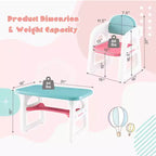 Costway 3-Piece Kids Table and Chair Set Toddler Activity Study Desk with Building Blocks