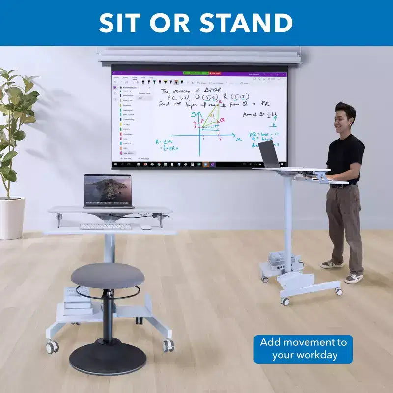 Mount-It! Height Adjustable Mobile Computer Cart, Rolling Desktop Workstation, Storage Area for CPU and Printer, Mobile Sit-Stand Computer Workstation