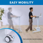 Mount-It! Height Adjustable Mobile Computer Cart, Rolling Desktop Workstation, Storage Area for CPU and Printer, Mobile Sit-Stand Computer Workstation