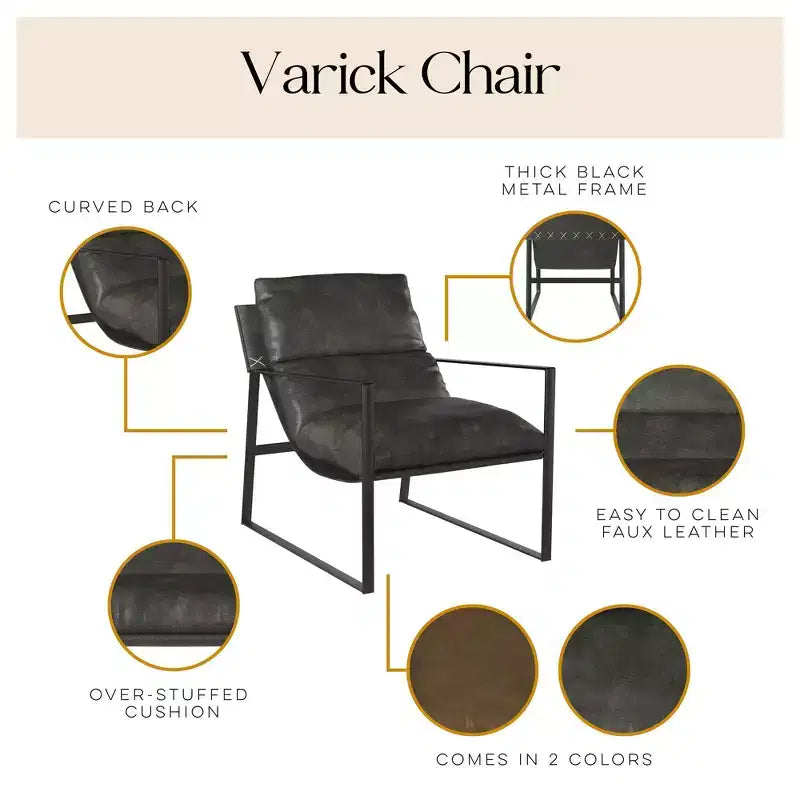 Cortney's Collection Varick Faux Leather Accent Chair