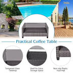 Costway 4PCS/8PCS Patio Rattan Furniture Set Coffee Table Cushioned Sofa Garden Lawn Gray