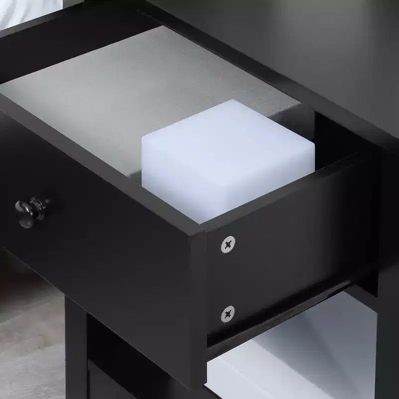 HOMCOM Side Table, Modern End Table with Storage Drawer and Shelf, Living Room, Set of 2, Black