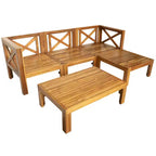 Ensemble de mobilier d'extérieur en bois 5 pièces, salon de jardin conversationnel, ensemble de canapés modulaires avec coussins - ModernLuxe