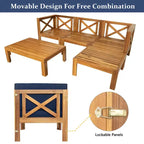 Ensemble de mobilier d'extérieur en bois 5 pièces, salon de jardin conversationnel, ensemble de canapés modulaires avec coussins - ModernLuxe