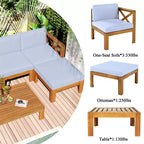 Ensemble de mobilier d'extérieur en bois 5 pièces, salon de jardin conversationnel, ensemble de canapés modulaires avec coussins - ModernLuxe