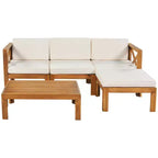 Ensemble de mobilier d'extérieur en bois 5 pièces, salon de jardin conversationnel, ensemble de canapés modulaires avec coussins - ModernLuxe