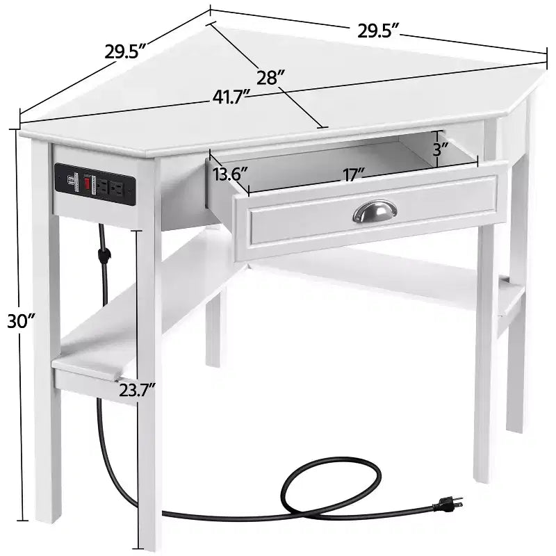 Bureau d'angle Yaheetech avec prise électrique