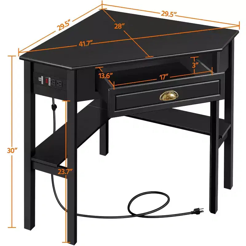 Bureau d'angle Yaheetech avec prise électrique