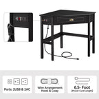 Bureau d'angle Yaheetech avec prise électrique