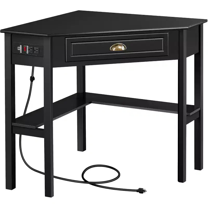 Yaheetech Corner Computer Desk Workstation with Power Outlet