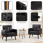 Fauteuil Yaheetech Moderne Fauteuil d'appoint en Similicuir Capitonnage avec Pieds en Bois Massif