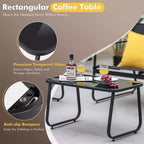 Costway 4 Pieces Patio Furniture Set Outdoor Tempered Glass Coffee Table Chair Loveseat