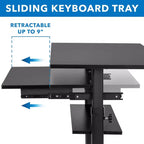 Mount-It! Mobile Standing Desk w/ Retractable Keyboard Platform | Height Adjustable Stand Up Computer Workstation | Locking Wheels | 99 Lbs. Capacity