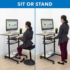 Mount-It! Mobile Standing Desk w/ Retractable Keyboard Platform | Height Adjustable Stand Up Computer Workstation | Locking Wheels | 99 Lbs. Capacity