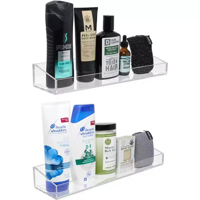 Étagères flottantes murales Sorbus en acrylique pour salle de bain, Rangement transparent pour articles de toilette, Bibliothèque, Étagère à épices, Transparent