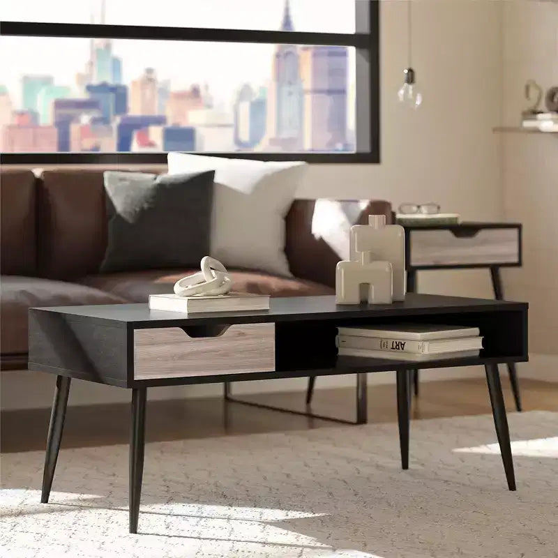 RealRooms Grafton Coffee Table, Black Oak