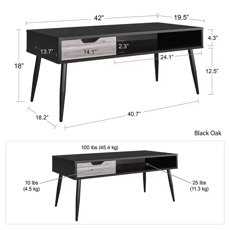 RealRooms Grafton Coffee Table, Black Oak