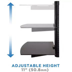 Mount-It! Floating Wall Mounted Shelf Bracket Stand for AV Receiver, Component, Cable Box, PlayStation5, Projector | 2 Black Tinted Tempered Glasses