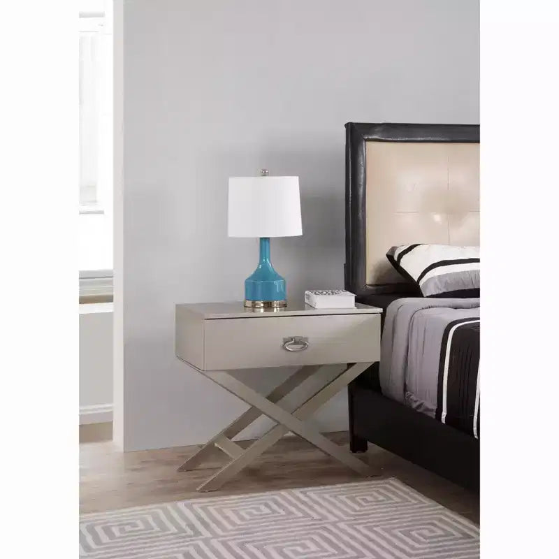 Passion Furniture Xavier 1-Drawer Nightstand (25 in. H x 27 in. W x 16 in. D)