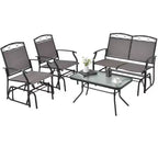 Costway Ensemble de Conversation 4 pièces pour Patio avec Balancelle Fauteuil à Bascule et Table Robuste d'Extérieur