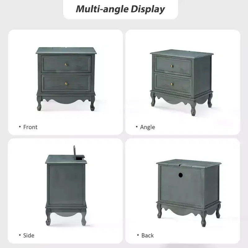 Table d'appoint Galatea 24" avec 2 tiroirs et station de charge | KARAT HOME